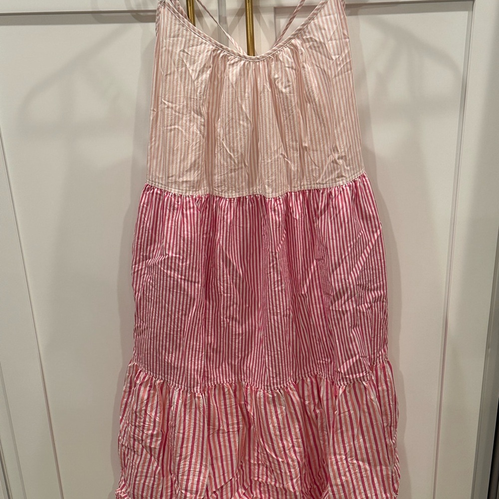 Pink Striped Sleeveless Dress